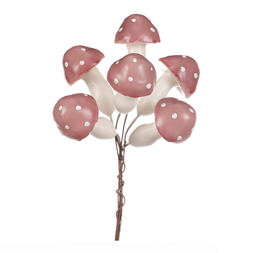 Houby na drátku, barva růžová, cena za balení (36 ks)
