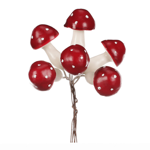 Houby na drátku, barva tmavě červená, cena za balení (36 ks)