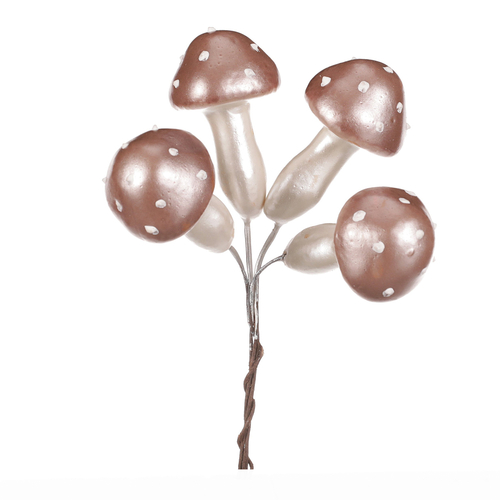 Houby na drátku, barva růžová perleť, cena za balení (24 ks)