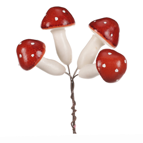 Houby na drátku, barva červená, cena za balení (24 ks)