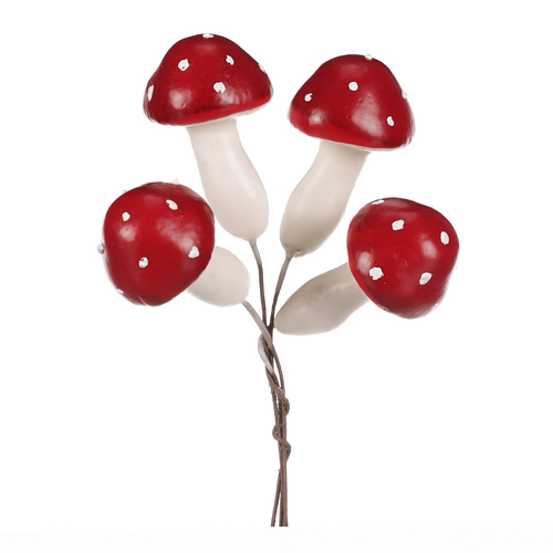 Houby na drátku - barva tmavě červená, cena za balení (24 ks)