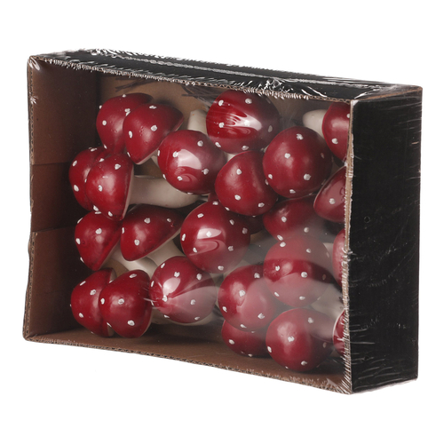 Houby na drátku - barva tmavě červená, cena za balení (24 ks)