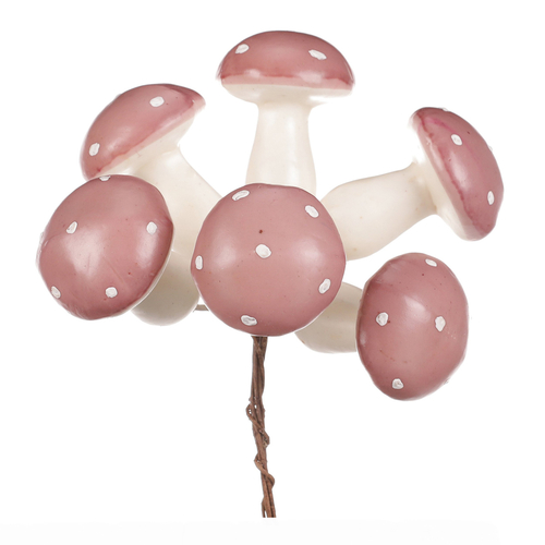Houby na drátku, barva růžová, cena za balení (30 ks)