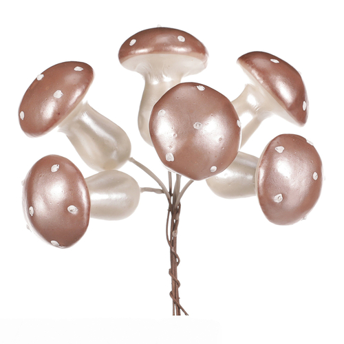Houby na drátku - barva růžová, perleť, cena za balení (30 ks)