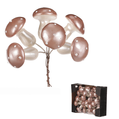 Houby na drátku - barva růžová, perleť, cena za balení (30 ks)