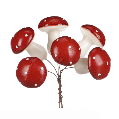 Houby na drátku, barva červená, cena za balení (30 ks)