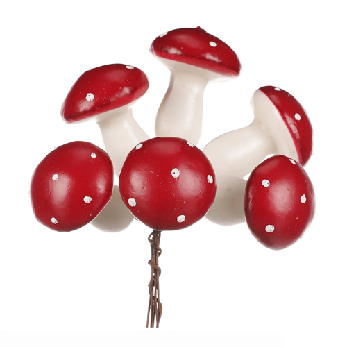 Houby na drátku - barva tmavě červená, cena za balení (30 ks)