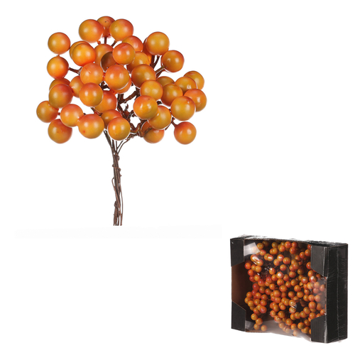 Bobule na drátku - barva oranžová, cena za balení (24 ks)