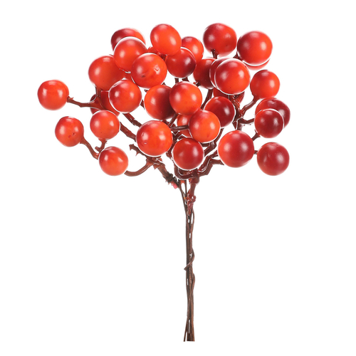 Bobule na drátku - umělý trs, oranžové, cena za balení (24 ks)