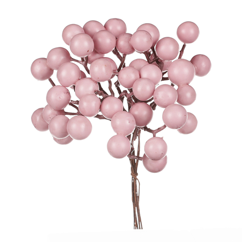 Bobule na drátku - barva růžová, cena za krabičku (24 ks)