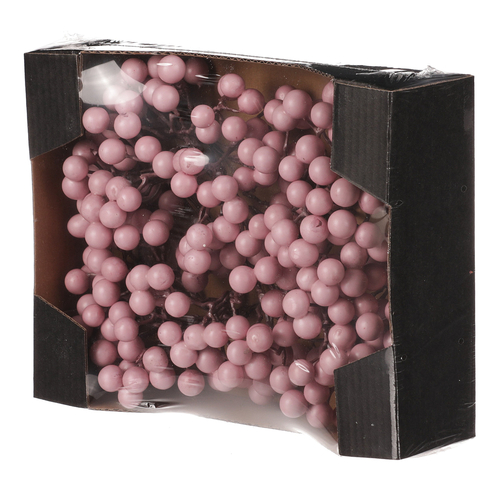 Bobule na drátku - barva růžová, cena za krabičku (24 ks)