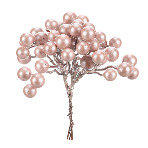 Bobule na drátku - umělý trs, růžové s perletí, cena za balení (24 ks)