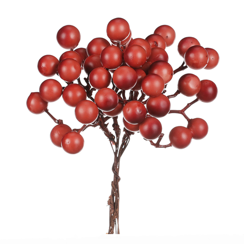 Bobule na drátku - barva červená, cena za balení (24 ks)