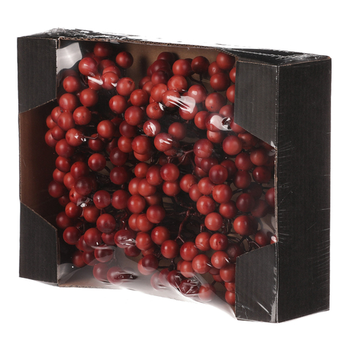 Bobule na drátku - barva červená, cena za balení (24 ks)