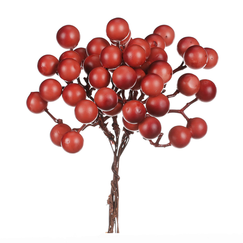 Bobule na drátku - barva červená, cena za balení (24 ks)