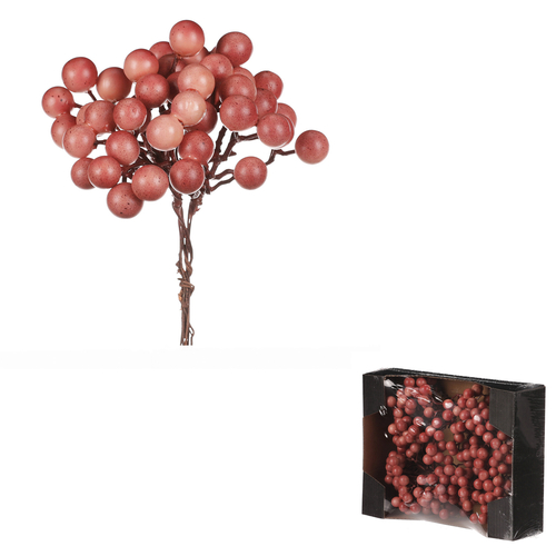 Bobule na drátku - barva lososová, cena za krabičku (24 ks)