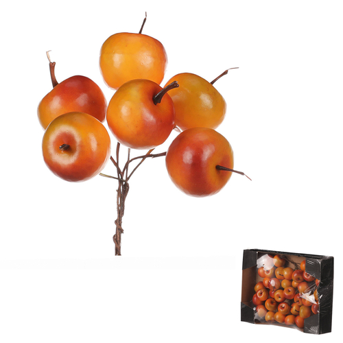 Jablíčka na drátku - umělá, oranžová, cena za balení (36 ks)