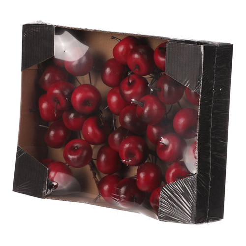 Jablíčka na drátku - umělá, tm. červená, cena za balení (36 ks)