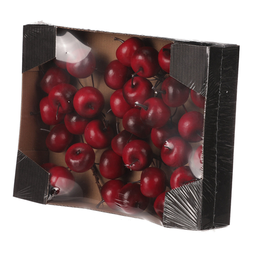 Jablíčka na drátku - umělá, tm. červená, cena za balení (36 ks)