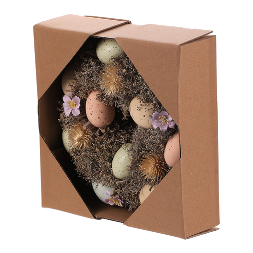 Věnec velikonoční - pr. 24 cm, s různobarevnými vajíčky