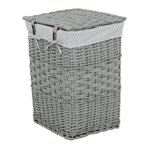 Koš prádelní - proutí, šedý, s víkem, cena za sadu 2 ks