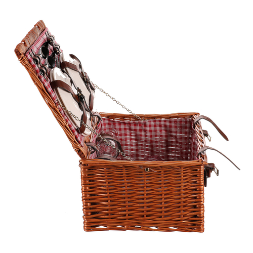 Koš piknikový - s vybavením pro 4 osoby, proutěný, barva hnědá