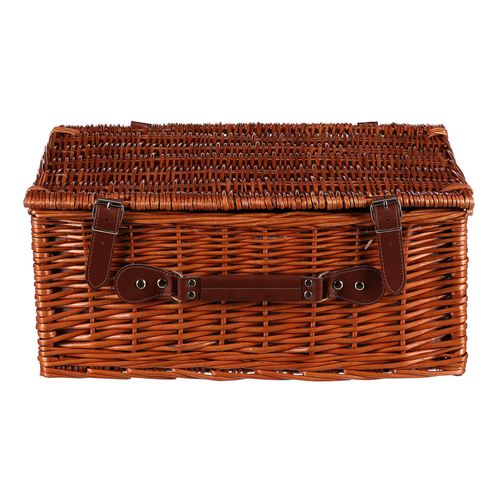 Koš piknikový - s vybavením pro 4 osoby, proutěný, barva hnědá