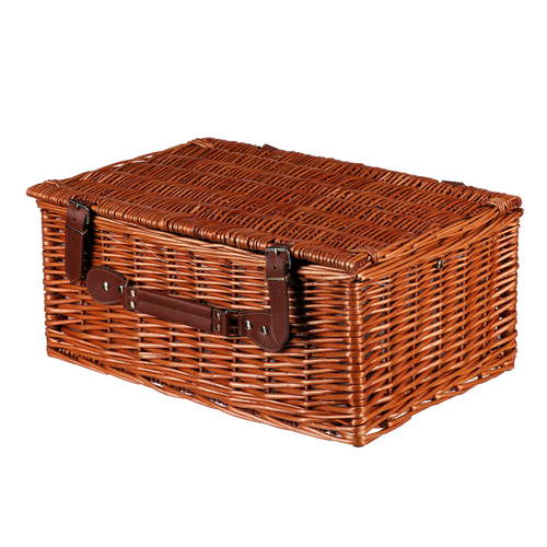 Koš piknikový - s vybavením pro 4 osoby, proutěný, barva hnědá