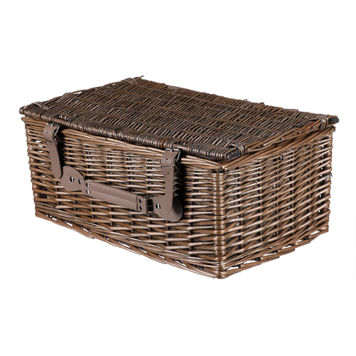 Koš piknikový - s vybavením pro 4 osoby, proutěný, barva šedá