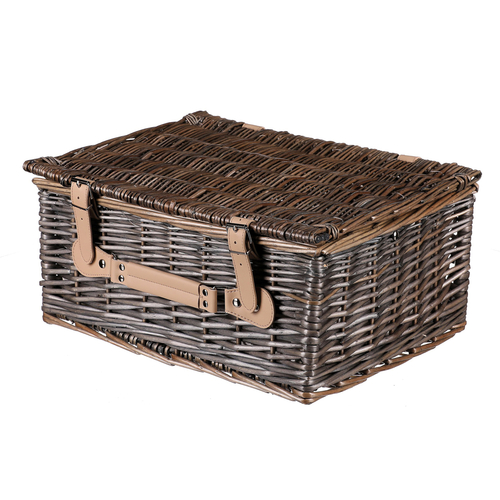 Koš piknikový - s vybavením pro 2 osoby, proutěný, barva šedá