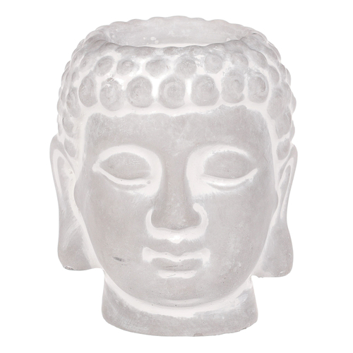 Buddha - betonová hlava, svícen, barva šedá