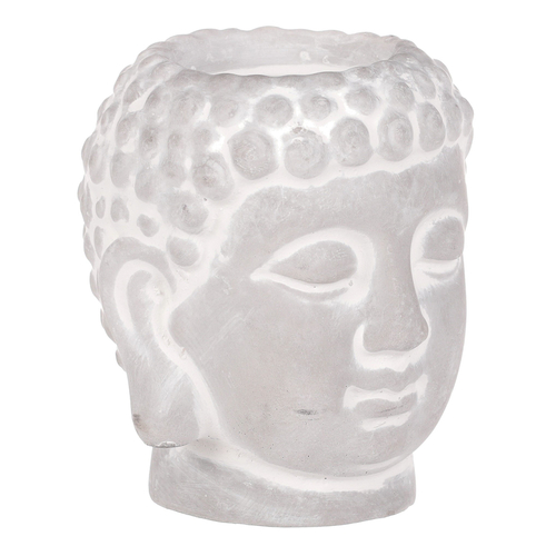 Buddha - betonová hlava, svícen, barva šedá