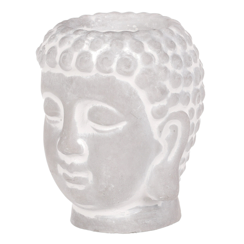 Buddha - betonová hlava, svícen, barva šedá