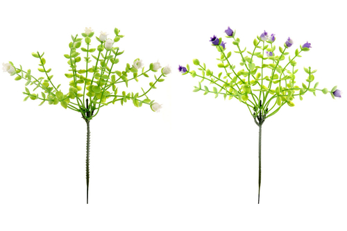 Eukalyptus s květy - umělý trs, zápich, mix 2 barev, cena za 1 ks