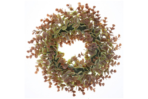 Věnec z eukalyptu - umělý, podzimní hnědá barva.