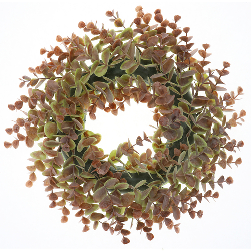Věnec z eukalyptu - umělý, podzimní hnědá barva.