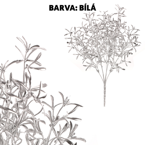 Jmelí s drobnými lístky - umělá větev, barva bílá