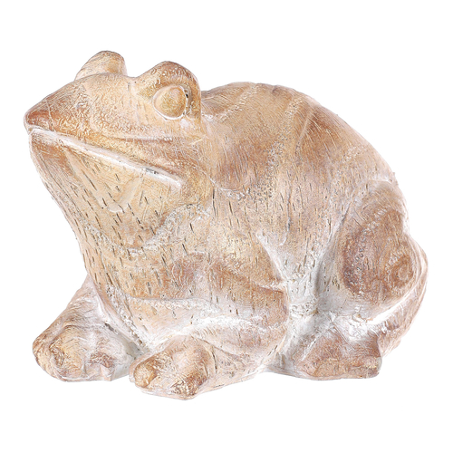 Žába - figurka z polyresinu, menší, imitace dřeva