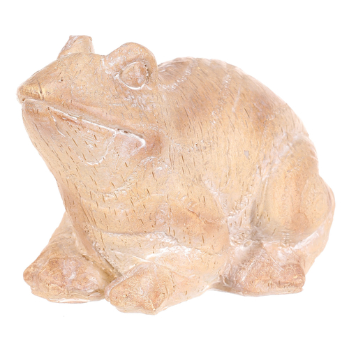 Žába - figurka z polyresinu, menší, imitace dřeva