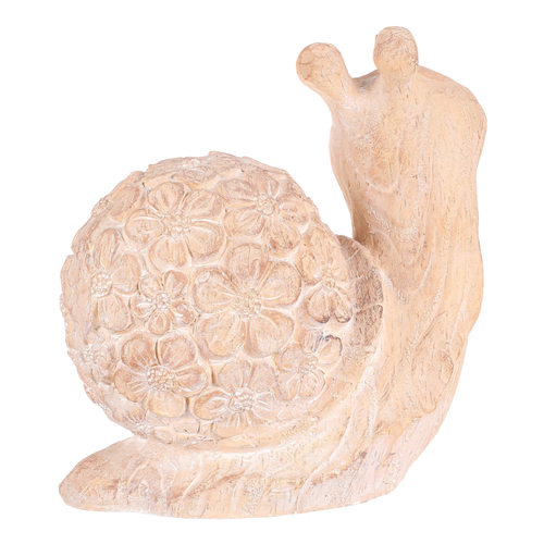Šnek - figurka z magnesia, vzor květin, vel. L, imitace dřeva