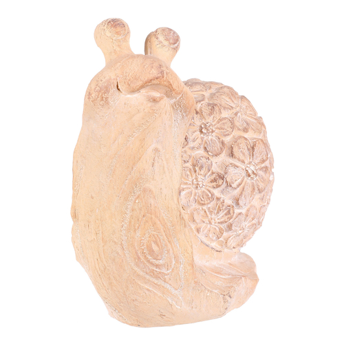 Šnek - figurka z magnesia, vzor květin, vel. L, imitace dřeva