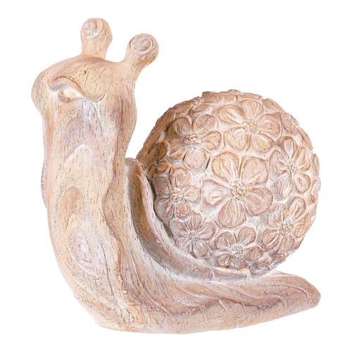 Šnek - figurka z magnesia, vzor květin, vel. L, imitace dřeva