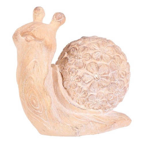 Šnek - figurka z magnesia, vzor květin, vel. L, imitace dřeva