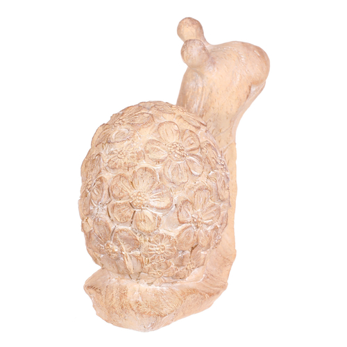 Šnek - figurka z magnesia, vzor květin, vel. M, imitace dřeva