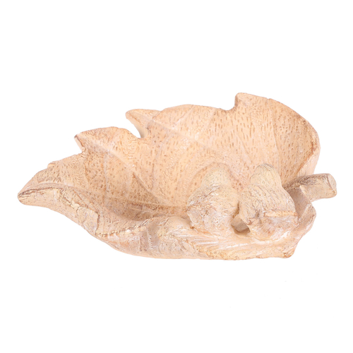 Krmítko/pítko - polyresin, list s ptáčky, imitace dřeva