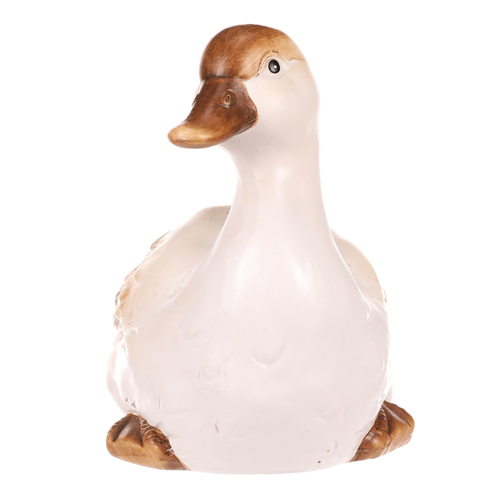 Kachna - keramická figurka, vel. M, bílo-hnědá