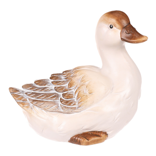 Kachna - keramická figurka, vel. M, bílo-hnědá