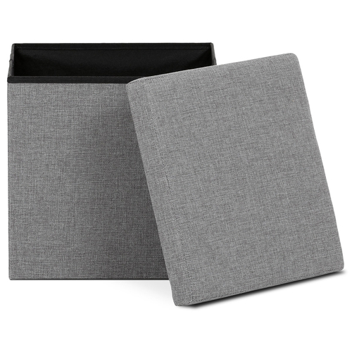 Taburet s úložným prostorem, šedá, látka, TAB-461 GREY2