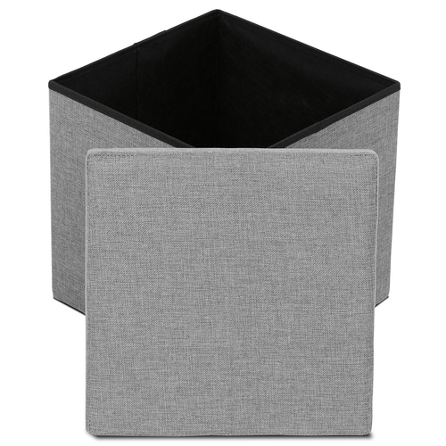 Taburet s úložným prostorem, šedá, látka, TAB-461 GREY2