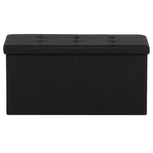 Taburet s úložným prostorem, černá, látka, TAB-462 BK2